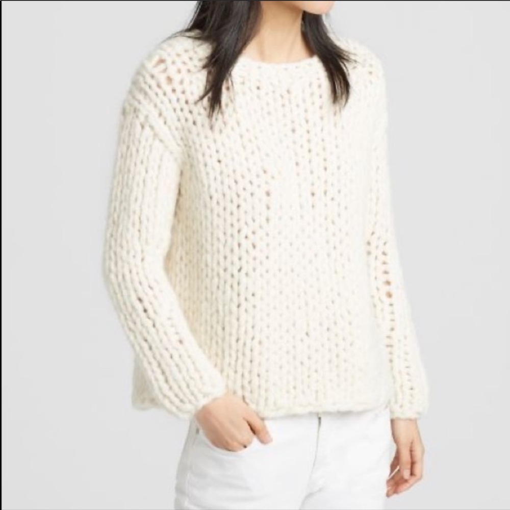 Eileen Fisher cream alpaca knit sweater NWT
